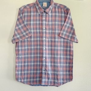 Faherty Mens Reversible Plaid Short Sleeve Button Up Shirt Size Large